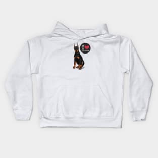 I Love Doberman Kids Hoodie